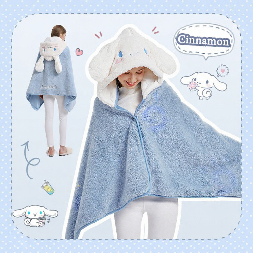 A00299 ผ้าห่มฮู้ด ผ้าห่มตุ๊กตา Kuromi Cinnamoroll หมวกผ้าห่ม มาย เมโลดี้ ของขวัญ ซานริโอ้