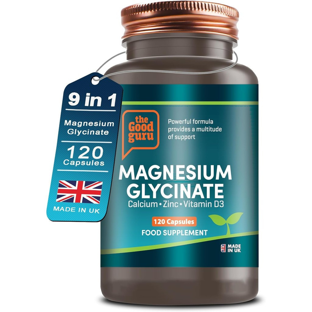 แมกนีเซียมไกลซิเนต – 120 แคปซูล | 9 in 1 Mineral Blend with Magnesium Glycinate 300mg, แคลเซียม, สัง