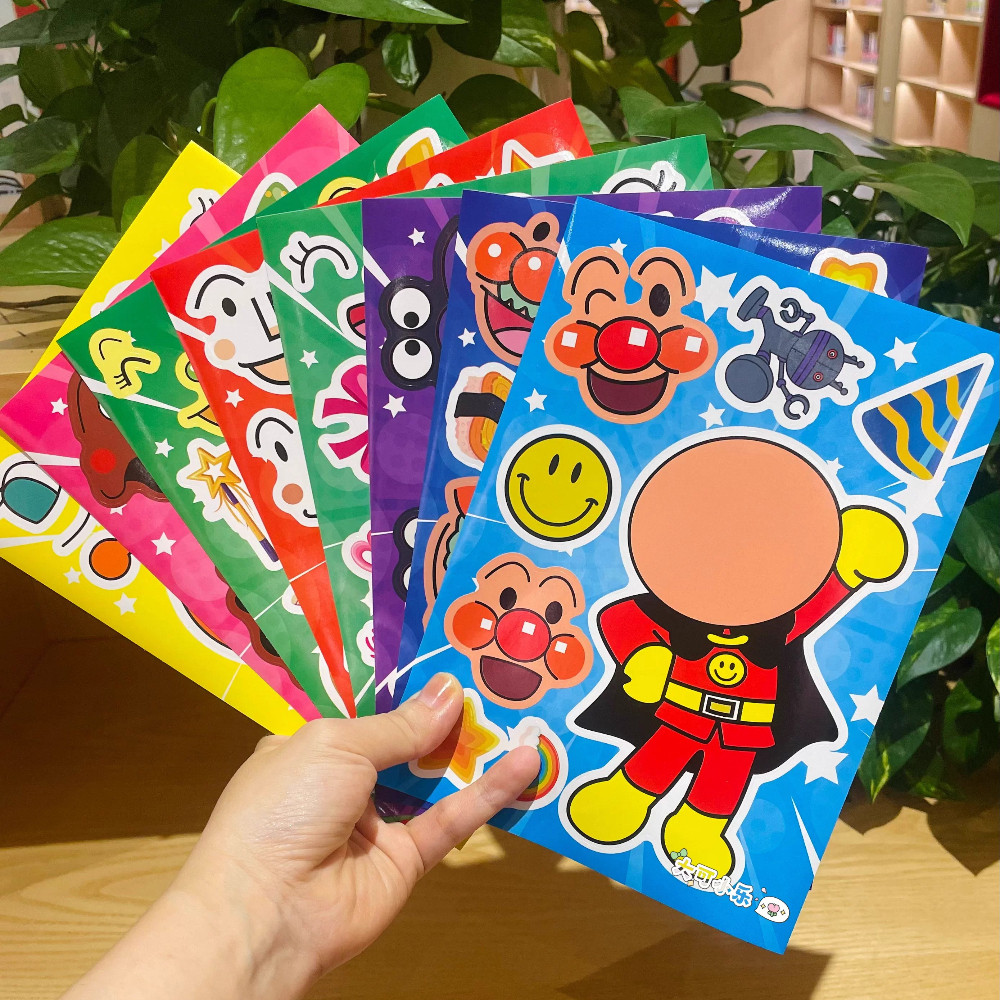 8PCS Anpanman เด็ก DIY การ์ตูนปริศนาสติกเกอร์ตกแต่ง Handmade กระเป๋าเดินทางสติกเกอร์ขนาดใหญ่