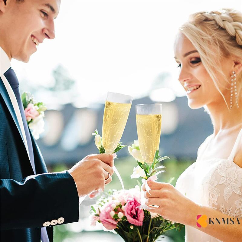 KNMSA] 1/8PCS พลาสติกแว่นตาแชมเปญขลุ่ยทิ้ง Perfect สําหรับงานแต่งงานและฝักบัวเดิม Supply ถ้วยใส Drin