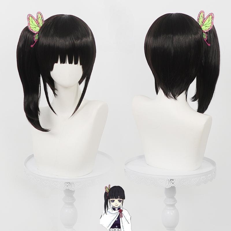 Kimetsu no Yaiba  Tsuyuri Kanao  Cosplay Wig Black Detachable Ponytail with Realistic Scalp