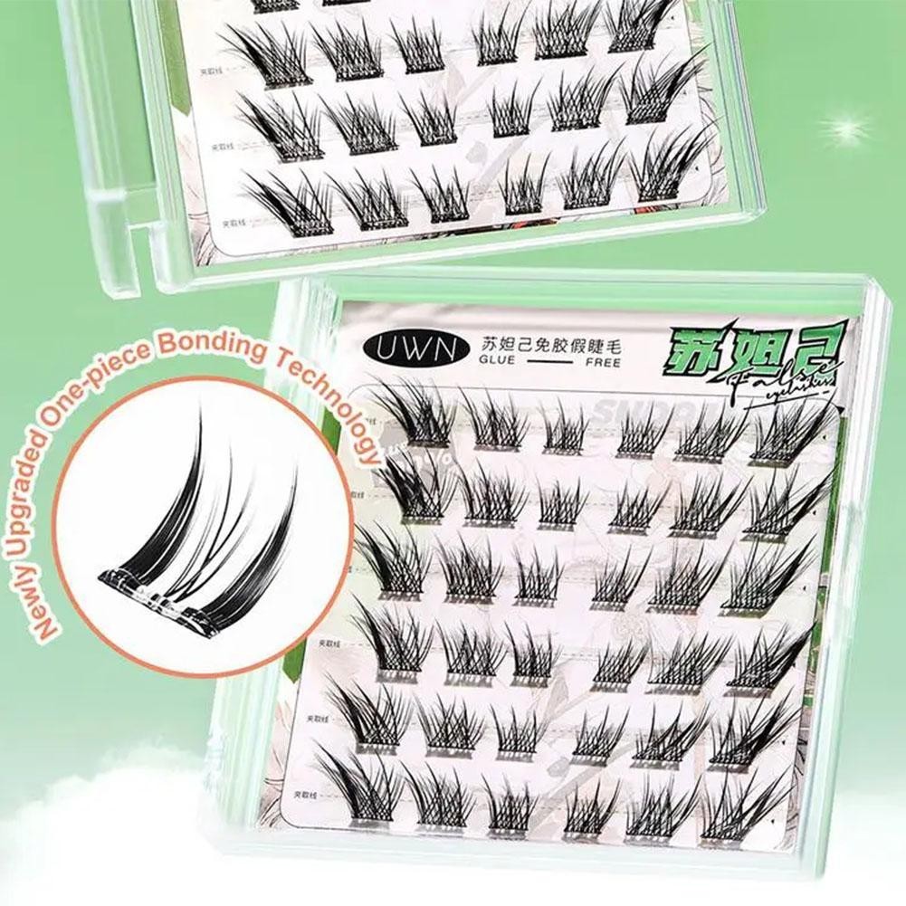 Uwn Fox Style Glueless ขนตาปลอมเหมาะสําหรับผู้เริ่มต้นกาวฟรีหนาขี้เกียจปลอม A6r2