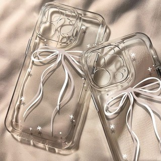 โบว์สีขาว For iPhone เคสไอโฟน 11 12 13 14 15 16 17 PLUS B4PRO MAX X XS จัดส่งจากประเทศไทย MAX XR 7/8PLUS