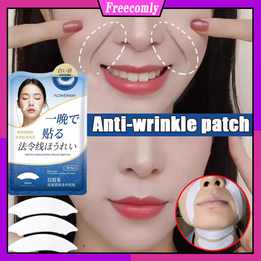 Nasolabial Lines สติกเกอร์ต่อต้านริ้วรอยลบเส้นรอยยิ้ม 18 ชิ้นแพคเกจ Anti-Aging Firming Lifting Mask