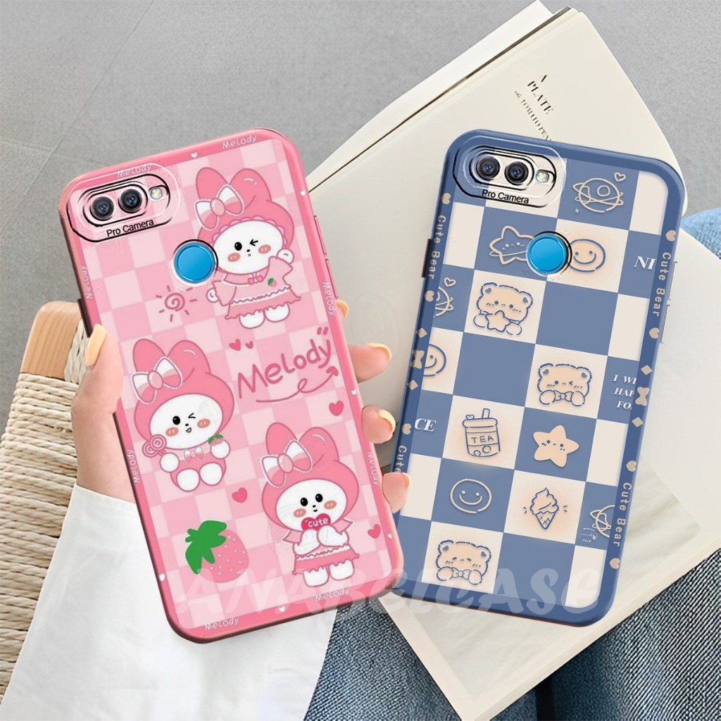 HP Softcase OPPO A5S/A12/ A7/A11K/OPPO F9/REALME 2 PRO Cute Checkered Wallpaper Motif - เคส Oppo A12