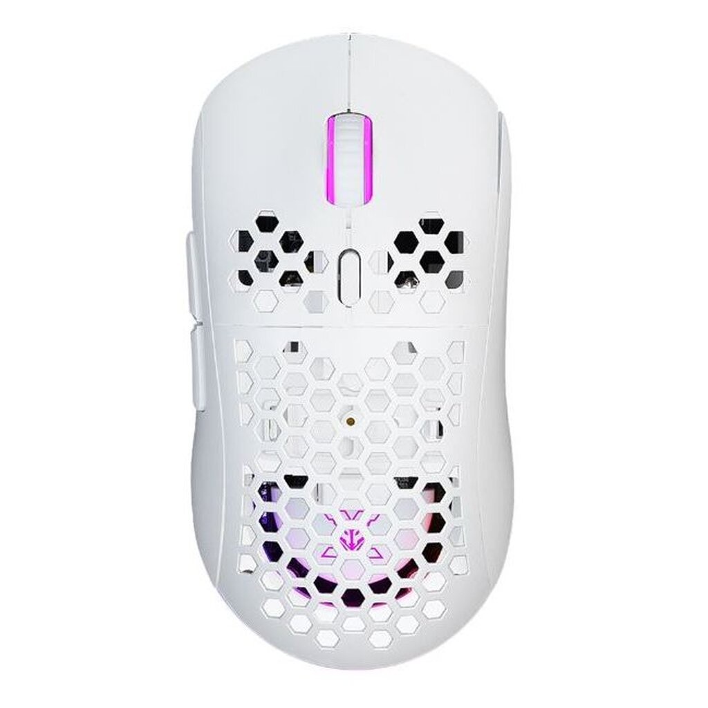 NUBWO X61 WHITE WIRELESS & WIRED MACRO MOUSE เปลี่ยนกรอบได้ มีไฟ RGB รับประกัน 2 ปี