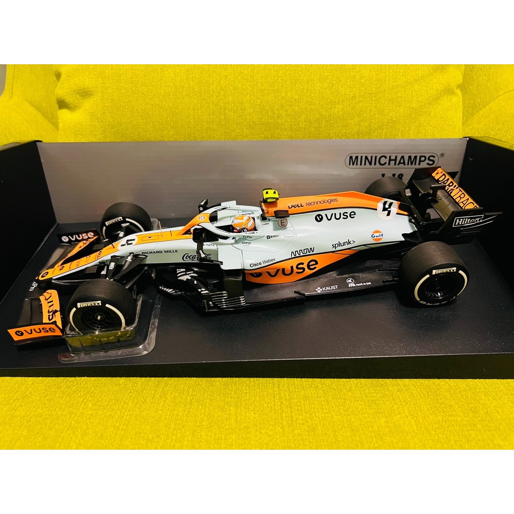 มินิตัดF1 MCL35M 2021 MCL35 MCL35M 2021 Norris Monaco Station Season Army 1/18 Bayปิโตรเลียมเคลือบด้