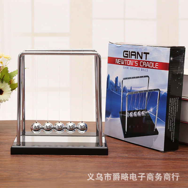 Newton's cradle with a wooden base and mirror Table decoration metal Newton's pendulum ball physics 