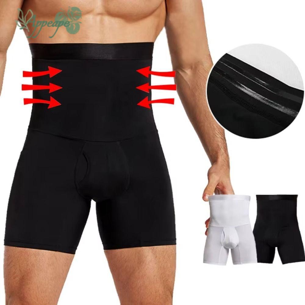 APPEAPE Body Shaper,เอวสูง Compression Tummy Controlกางเกงขาสั้น,หน้าท้องลดหน้าท้องเอวเทรนเนอร์รัดตัวผู้ชาย