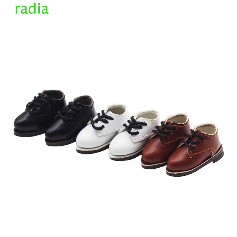 RADIANTZAP 1 คู่ 1/12 Bjd รองเท้าหนัง PU รอบนิ้ว อุปกรณ์เสริมตุ๊กตาน่ารัก Mini BJD ob11