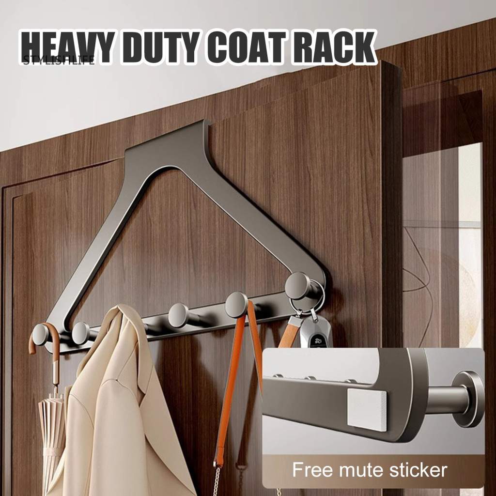 [stylishlife] ราวแขวนประตูแบบ Over-the-door – Heavy Duty No-drill จัดเก็บติดตั้งง่ายสําหรับบ้าน Rv ห้องน้ําห้องครัว – ราวแขวนประหยัดพื้นที่ Adhe