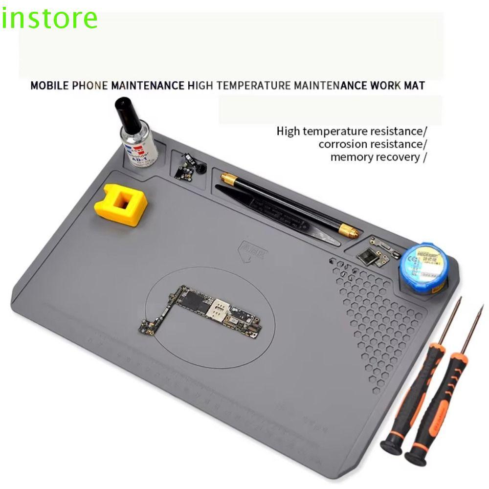 INSTORE Repair Pad,ฉนวนกันความร้อนซิลิโคนSoldering Mat,อุณหภูมิทนAnti-Staticแม่เหล็กความร้อนSoldering Work Station Matซ่อมอิเล็กทรอนิกส์