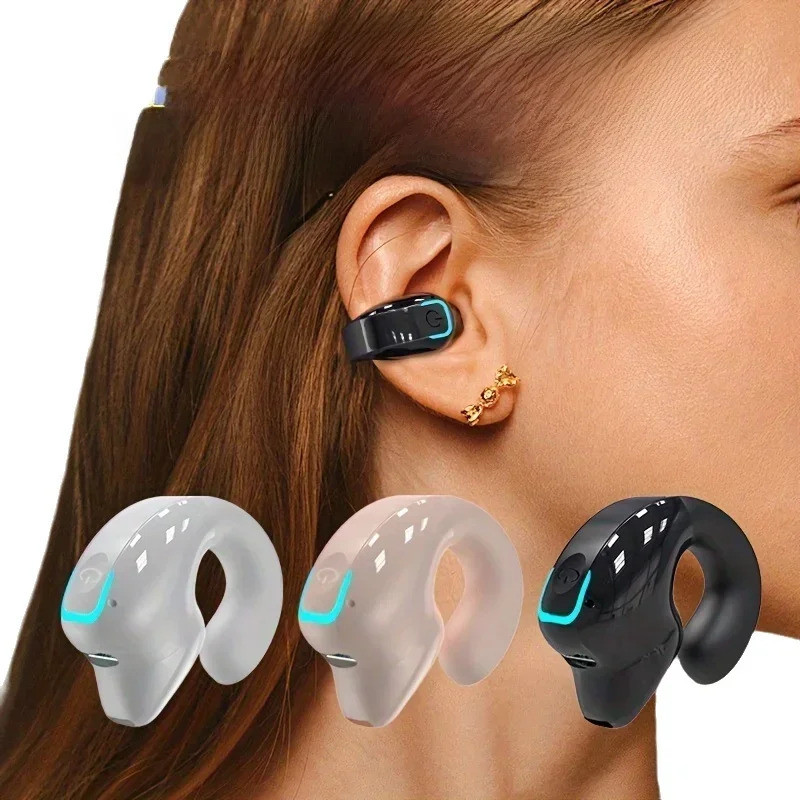 หูฟังคลิปหูฟังบลูทูธไร้สายชุดหูฟังการนํากระดูกคุณภาพสูงTWS Auricularesกีฬาตัดเสียงรบกวนพร้อมไมโครโฟน