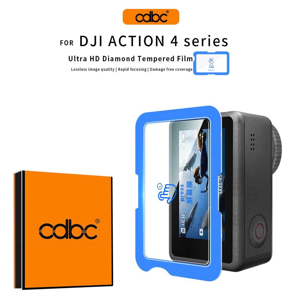 CDBC Lens & Screen Protector สําหรับ DJI Osmo Action 4/5 Pro/6, Ultra HD Tempered Glass Full Coverage