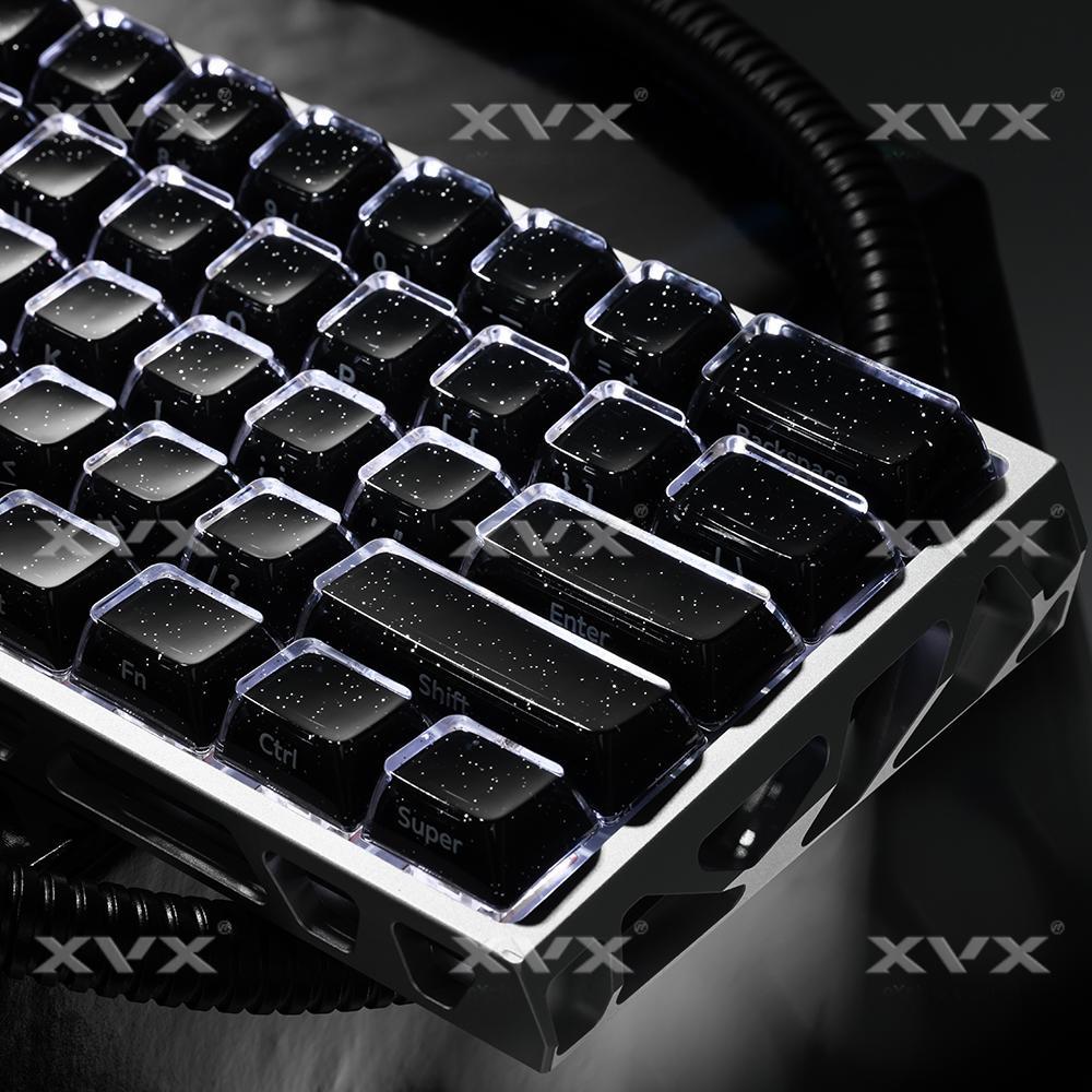 X XVX คริสตัล Starry Sky Jelly 2.0 Keycap หนา Glitter ด้านข้างแกะสลัก ev63 แกนแม่เหล็กคีย์บอร์ดหมวก 
