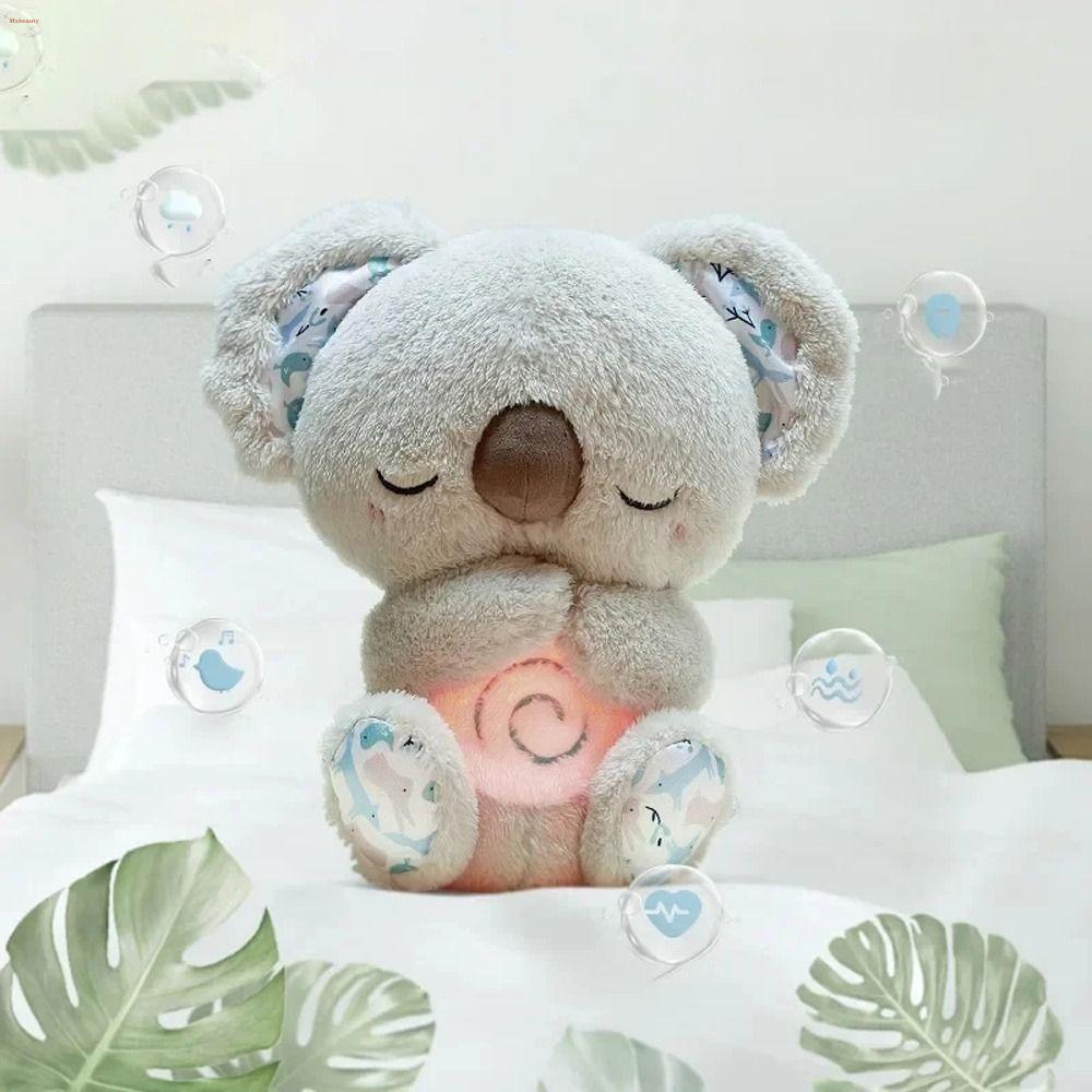 MXBEAUTY Koala Breathing, พร้อมแสงเสียงตุ๊กตาสัตว์บรรเทา Koala, Rhythmic Sensory Soothing ตุ๊กตาตุ๊ก