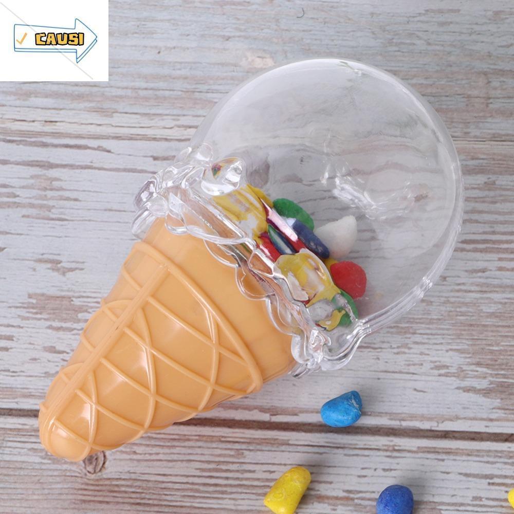 CAUSI 8 ชิ้นกล่องขนมไอศกรีม,รูปร่างไอศกรีมโปร่งใสกล่องขนม,พรรคโปรดปราน 10x6 ซม./3.9x2.4in PS Reusabl