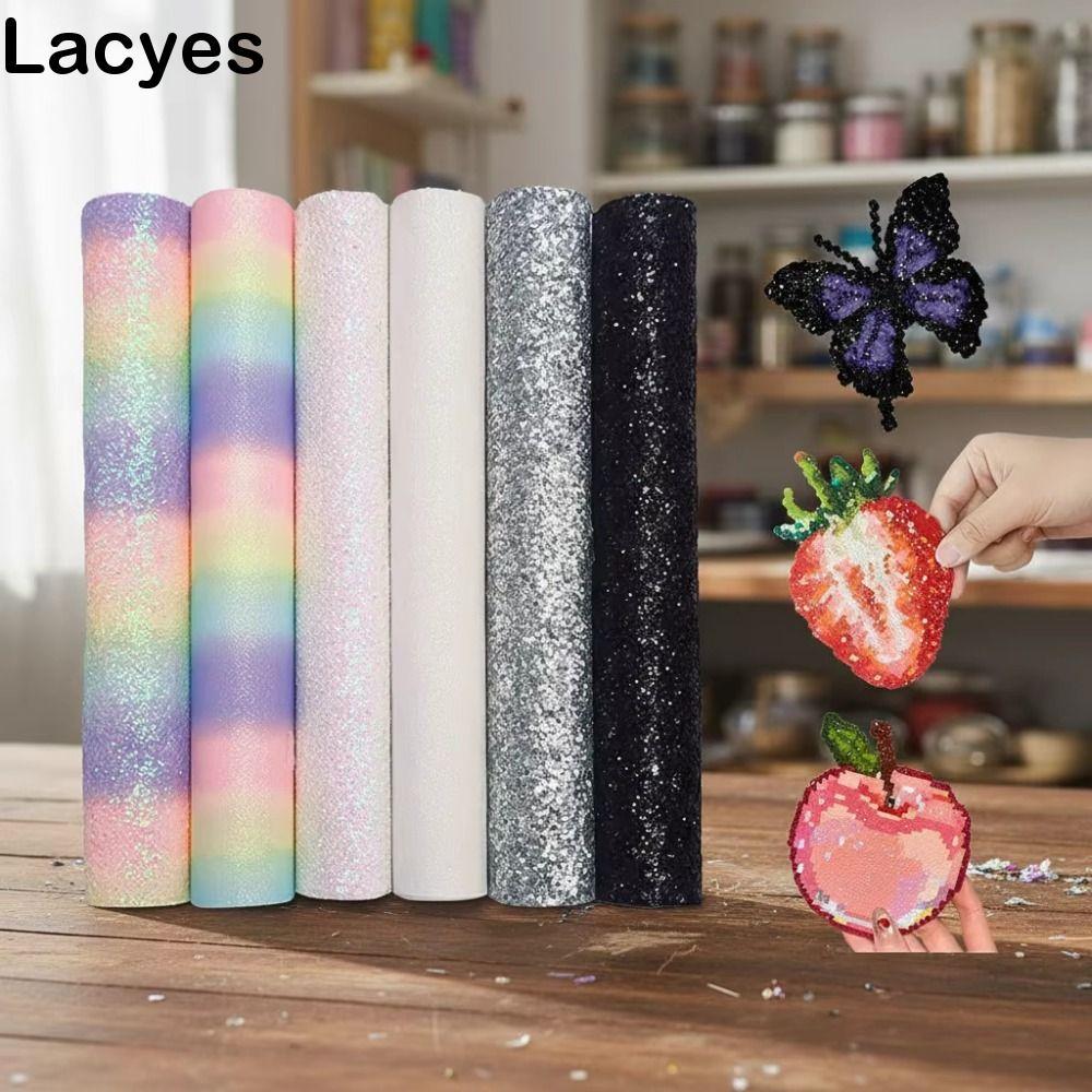 LACYES 6 ชิ้น/เซ็ต Rainbow Glitter ผ้าอบ, Non Stick ฟิวส์ลูกปัดละลายผ้าอบ, Iron-on Mat ความร้อนนํากลับมาใช้ใหม่ DIY แผ่นรีดผ้าทนความร้อนทําด้วยมืองานอดิเรก