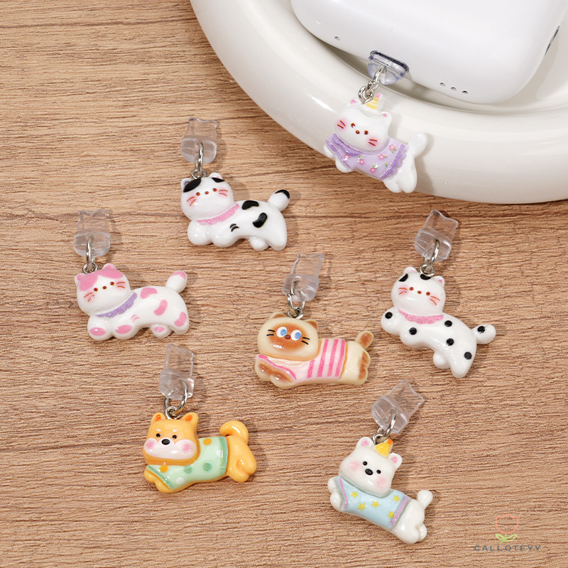 Phone Debris Plug Cartoon Cat & Dog Designs Charging Port Water-Repellent Seal Debris-Deflecting -CY