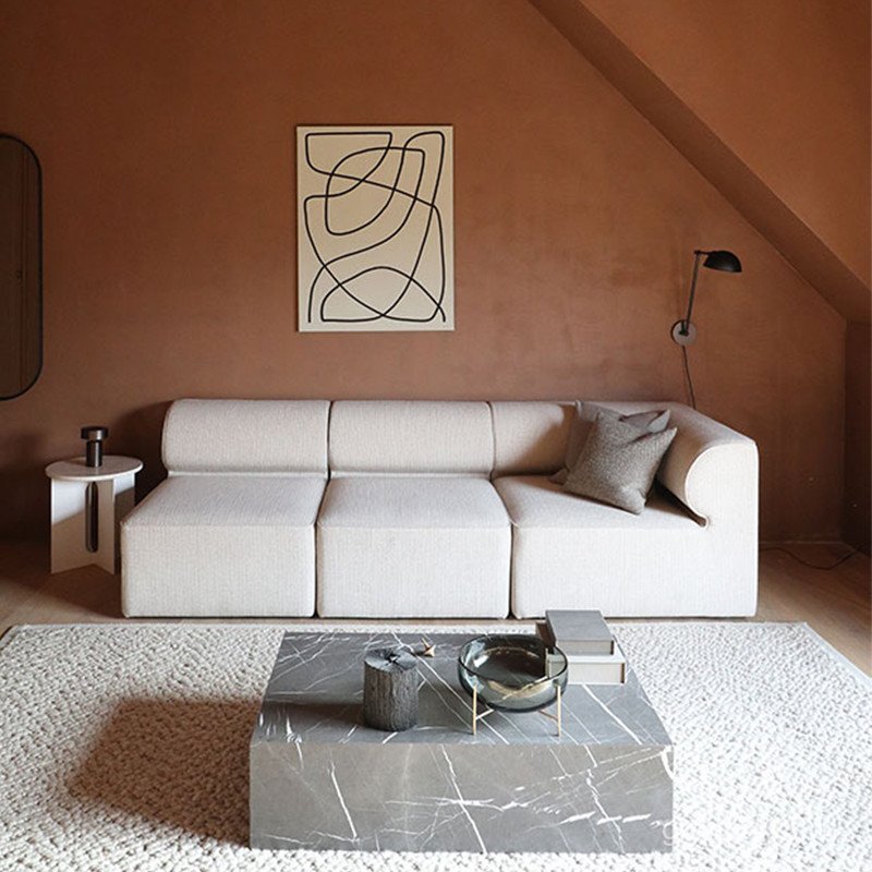 Minimalist Small Apartment Luxury โซฟามุมสามคนห้องนั่งเล่นโมดูลผสม Designer โมเดิร์น Jane ผ้าโซฟา O2