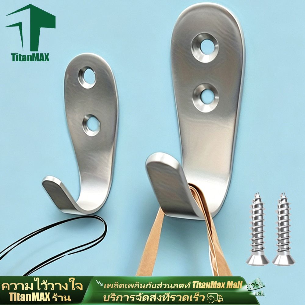 ตะขอติดผนัง สแตนเลส ตะขอแขวน J เดี่ยว อเนกประสงค์ แขวนเสื้อผ้า เครื่องครัว ห้องน้ำ งานหนัก พร้อมสกรู