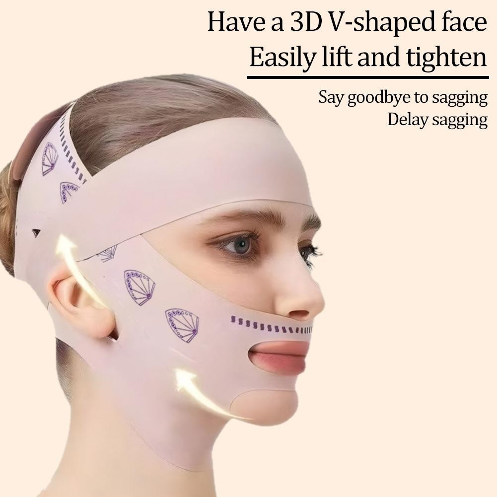 ❦ไดอะดู❦ Facial V Shape Belt Triple Pressure V-face Mask Asolabial Beauty Sleep Folds Face Mask C1t1