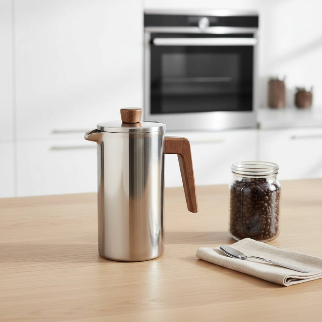ความจุขนาดใหญ่ French Press Coffee Brewer สแตนเลสยาวนาน French Press ฉนวนสําหรับตั้งแคมป์