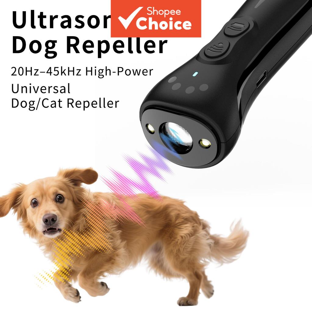 แบบพกพา Ultrasonic Dog Repeller Anti Bark Deterrent พร้อมไฟ Led Type C ชาร์จเร็ว