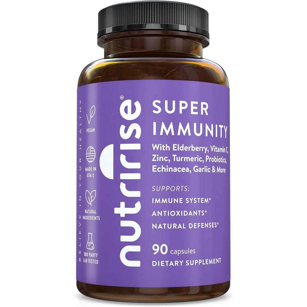 NutriRise Immunity Complex Immune Support อาหารเสริมวิตามินซี, E, B6, Zinc, Curcumin, Elderberry, Ec