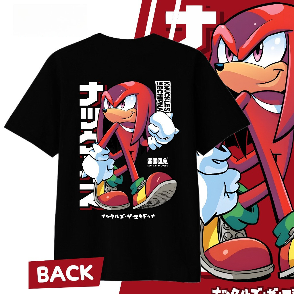 Knuckles the Echidna Sonic T-Shirt Cartoon Graphic Cotton Tee Unisex Kids Teens Adults Casual Street