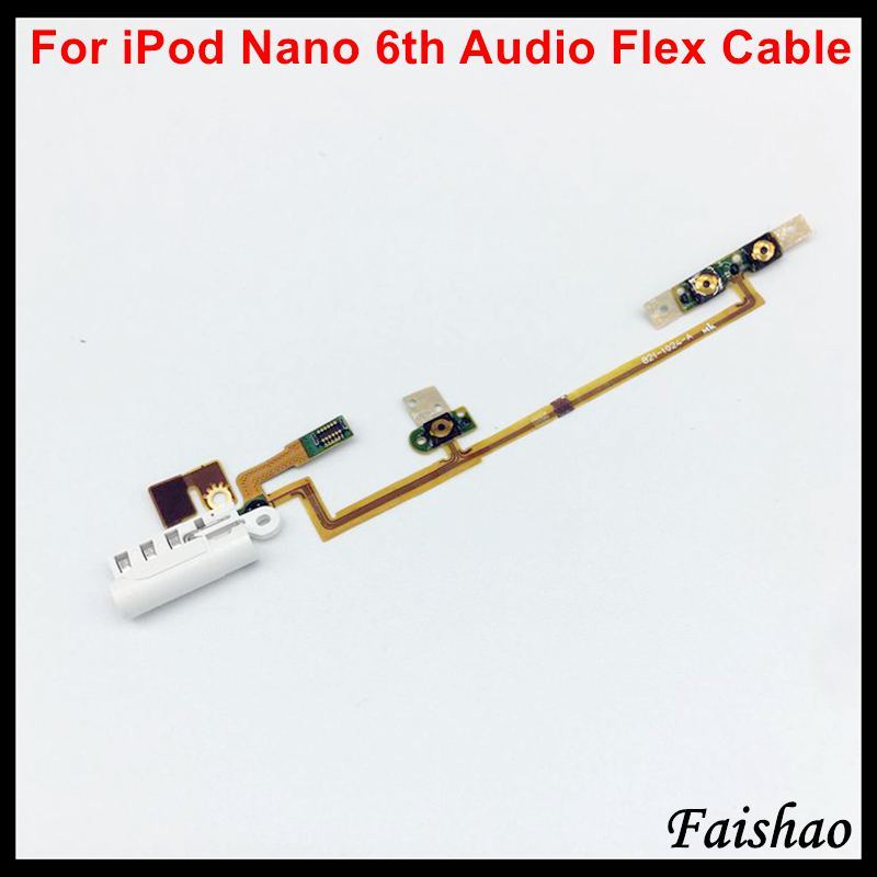 FaiShao ใหม่ Power Audio Jack Volume ปุ่ม Flex Cable สําหรับ iPod Nano 6 6th Gen White Replacement