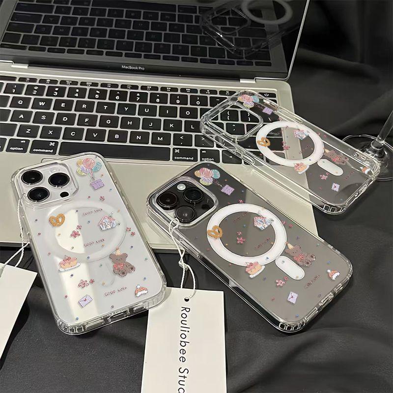 💎Snap&Co💎แม่เหล็กดูดแบบใส สําหรับ iPhone เรียบง่าย17 16 15 11 15 PRO max XR 12 13pro 7P 14 pro max 16pro ป้องกันฝุ่น