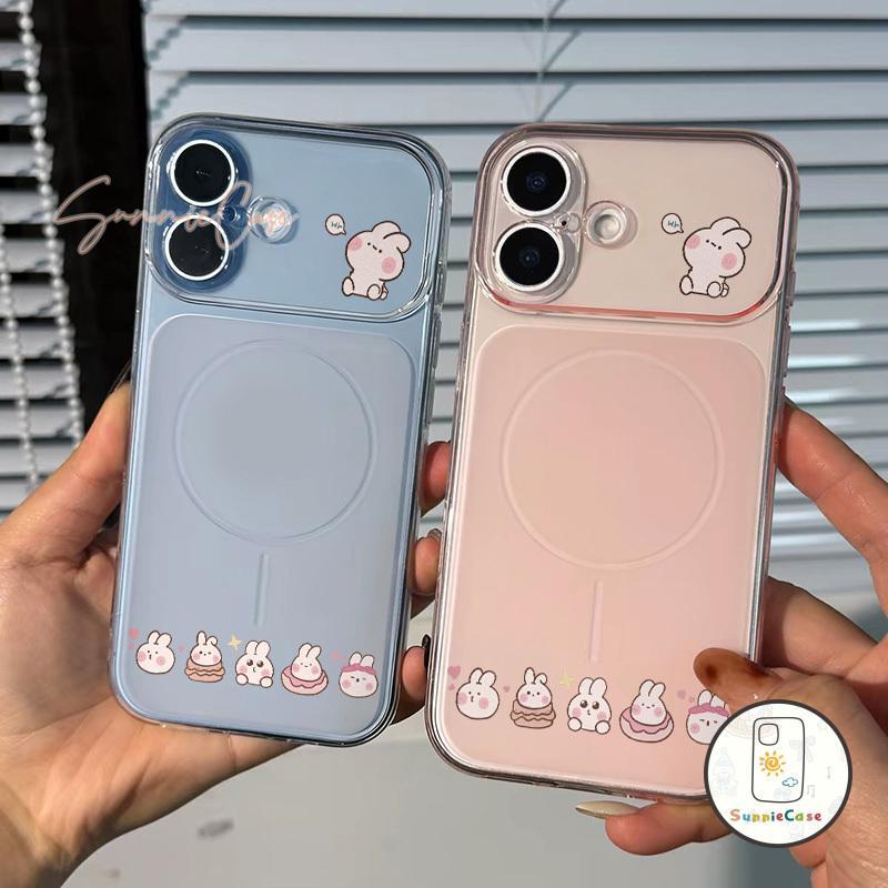 เคสไอโฟน15 สำหรับ IPhone 17 16 12 13 11 15 14 Pro Max 16 17 Pro 14 15 16 Plus กระต่ายการ์ตูน โปร่งใส ทนแรงกระแทก นุ่ม