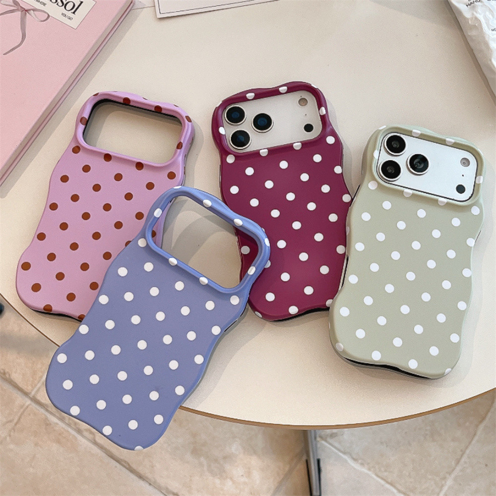 Simple polka dot 2-in-1 Drop-Resistant สําหรับ iPhone 17 Promax 16 Promax 15pro 17pro แฟชั่น Matte Morandi สีกรณี