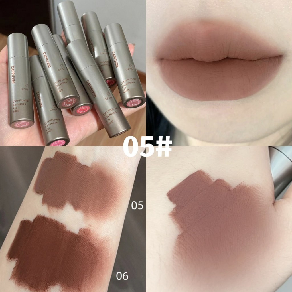 CAPPUVINI Coffee lip glaze velvet matte Lip mud ติดทนนาน waterproof lasting Lip tint