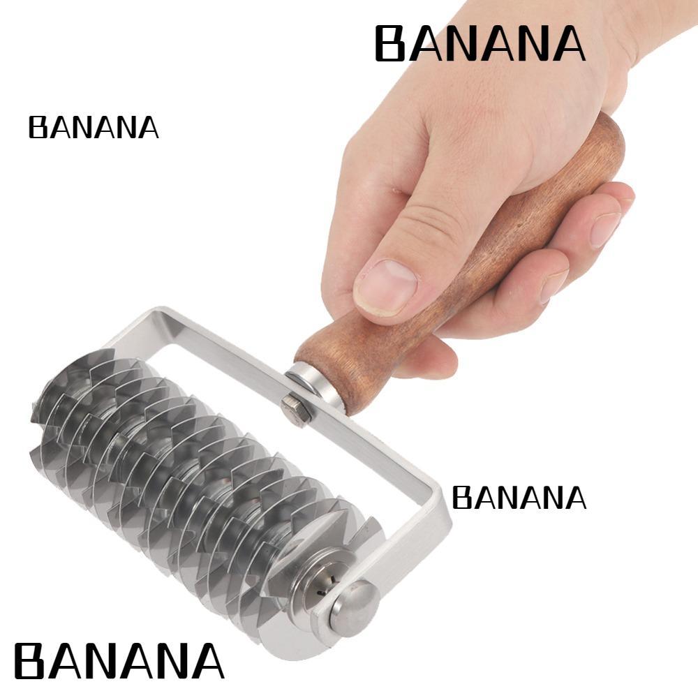 BANANA1 Lattice Pastry Cutter, Time-Saver Non-stick Pastry Lattice Roller Cutter, สแตนเลสทนทานไม้ Ha