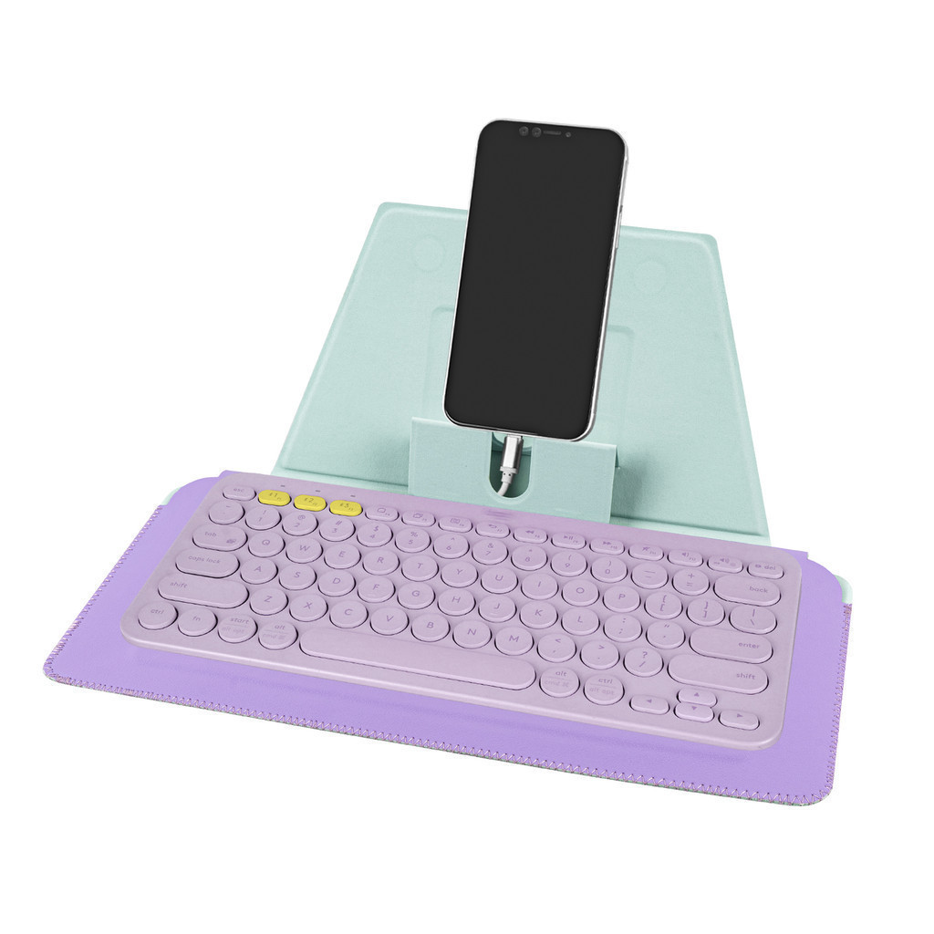 Geekria เคสคีย์บอร์ดหนังมังสวิรัติพร้อมที่วางโทรศัพท์และแท็บเล็ต เข้ากันได้กับปุ่ม Pebble 2 K380s / 