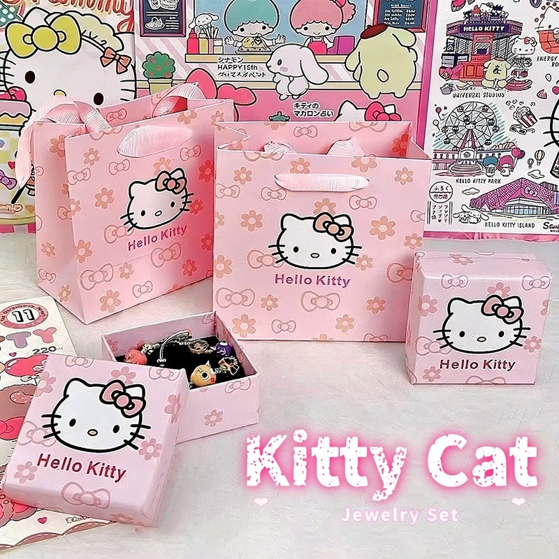 ชุดเครื่องประดับ In Kitty สไตล์แมว พร้อมกล่องของขวัญ เหมาะสำหรับวันเกิดและวันวาเลนไทน์