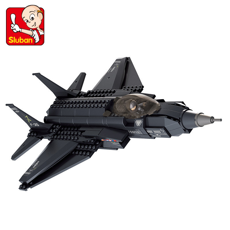 Little Luban 051 F-35 Lightning 2 Fighter Boy Air Force ประกอบพลาสติกทหาร Building Block ของเล่น 12.