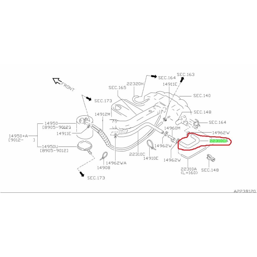 ท่อยางข้างเครื่อง NISSAN CEFIRO A31 2.0 SKYLINE R32 2.0 RB20 2.0