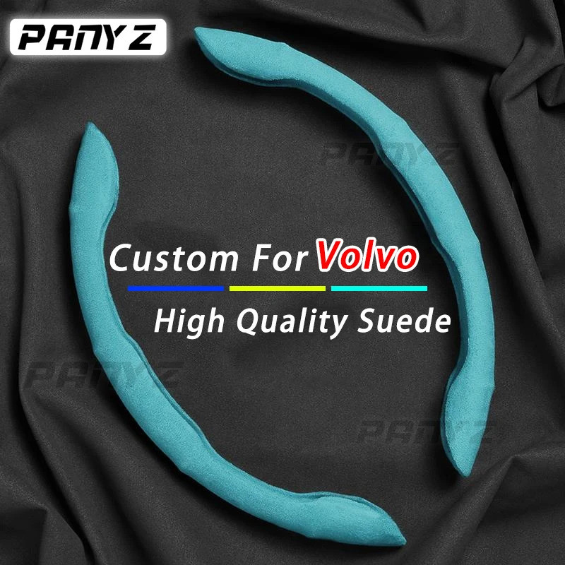 Suede 1Pair Car Steering Wheel Cover Non-slip 38cm Universal For Volvo S60 S90 XC40 XC60 XC90 V60 V9
