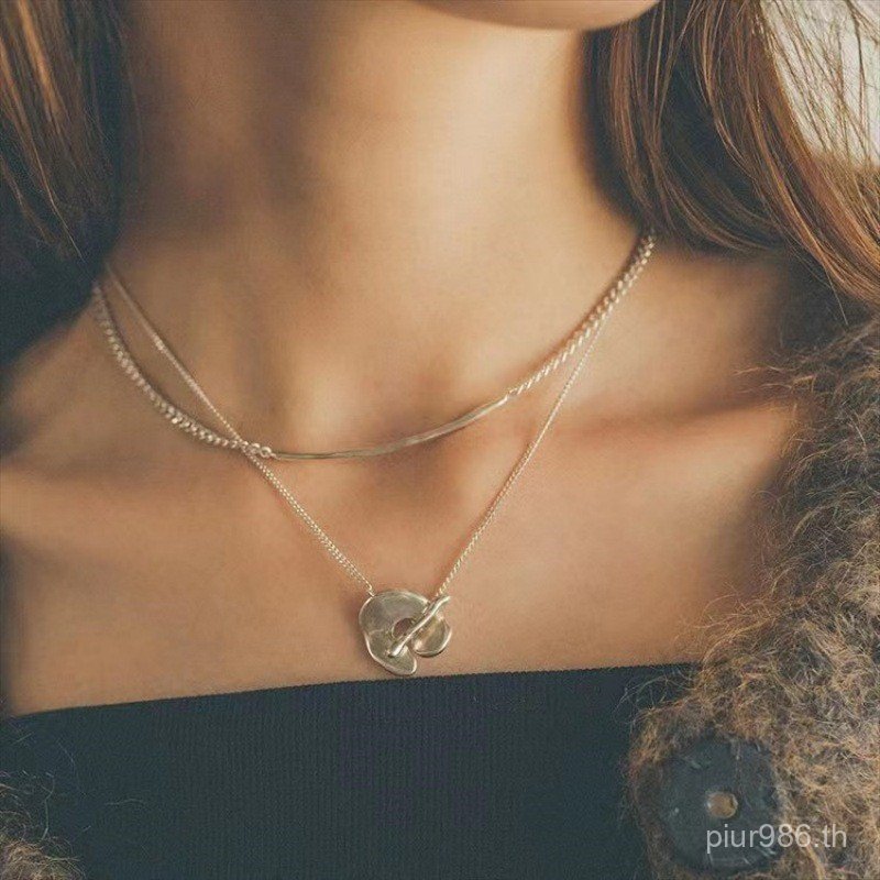 สร้อยคอมัทซึโมโตะเคียว Double-Layer สไตล์นิเช่ อินฟลูเอนเซอร์บล็อกเกอร์ การผสมสีทองและเงิน RKK8