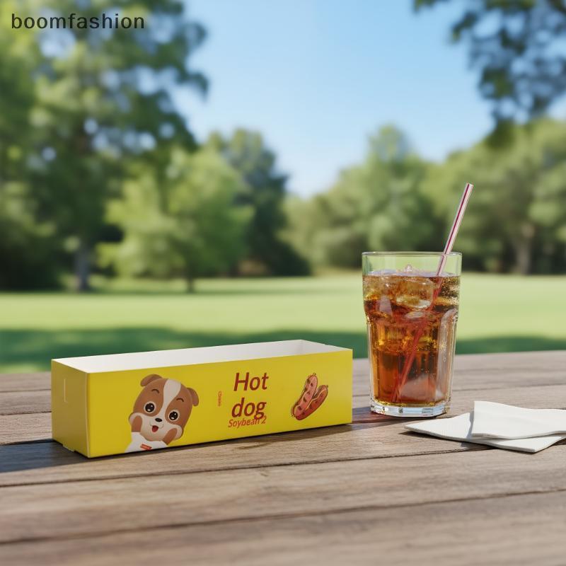 [BOOM] 100 ชิ้นกล่องบรรจุภัณฑ์สุนัขร้อนกระดาษทิ้งบนโต๊ะอาหารถาดเสิร์ฟอาหารสําหรับ Caterers กล่องจัดเ