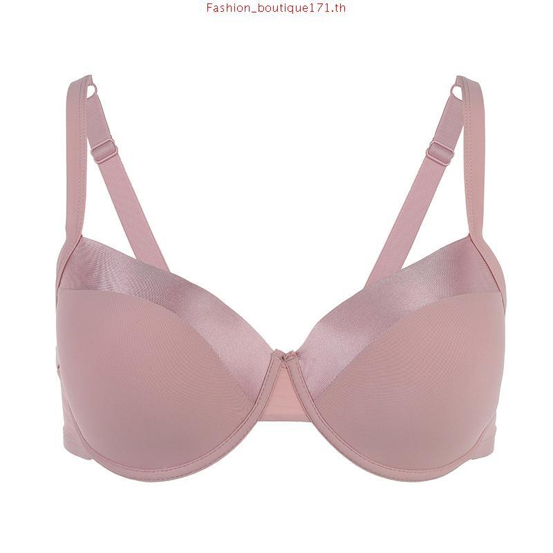 เสื้อใน Wacoal Basic Bra สีเทาน้ำเงิน (NG) มีโครง 4/5 คัพ เก็บทรง ฟองบาง ลำตัวใหญ่ เก็บเนื้อข้างๆ 4 