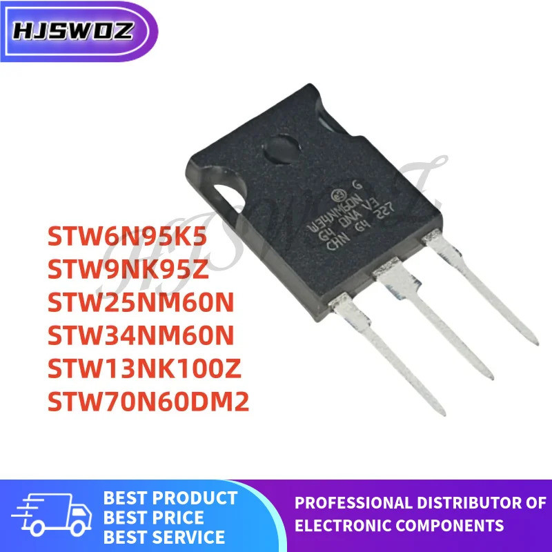 5PCS STW6N95K5 STW9NK95Z STW25NM60N STW34NM60N STW13NK100Z STW70N60DM2 TO-247 Field Effect ทรานซิสเต