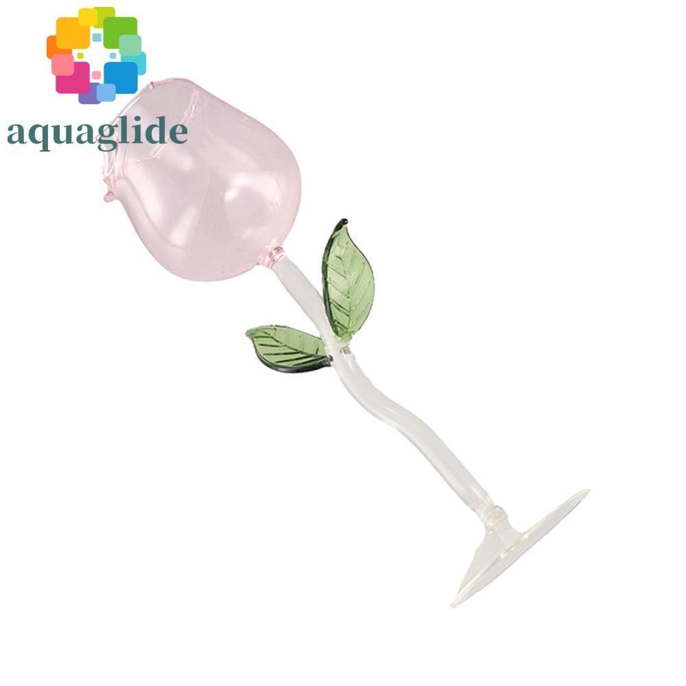 AQUAGLIDE Rose Wine Goblet, Glassware Rolled Cup Rim Rose Wine Glass, โรแมนติก 150/280ml แก้วโปร่งใส