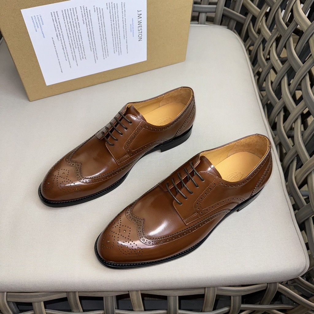 1FB7 J.M.WESTON 2025Men's Leather Sneakers Genuine Leather Casual Men's Shoes Comfortable Breathable