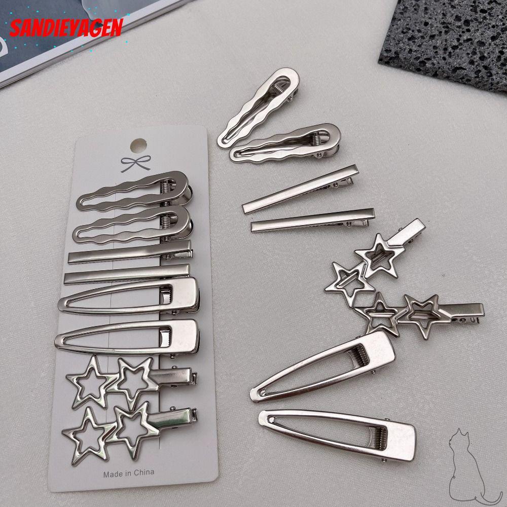 ชุดกิ๊บติดผม SANDIEYN 8 ชิ้น/เซ็ต สไตล์ Retro Duckbill และ Vintage Silver ทำจากโลหะสำหรับคนรักแฟชั่น