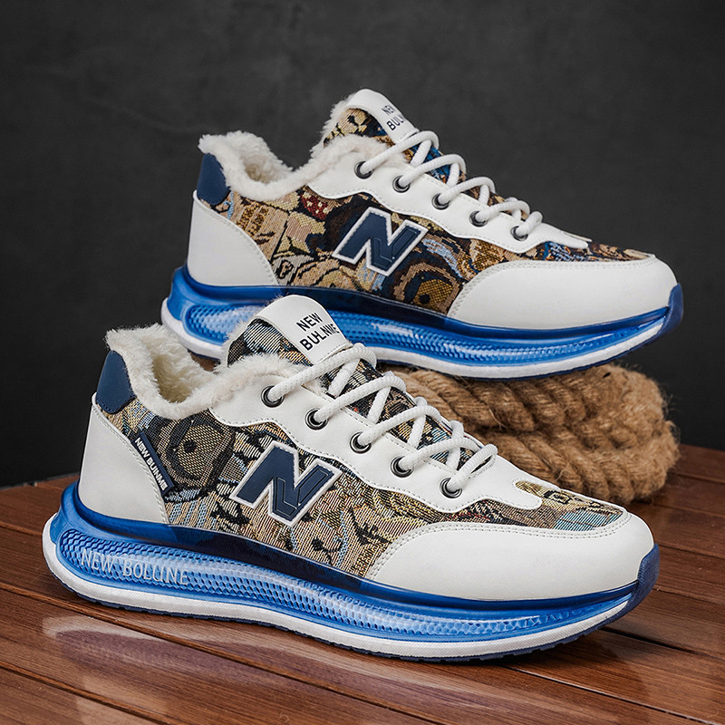 999 Plus Velvet Mens Thick-Soledรองเท้าอินเทรนด์รองเท้าผ้าใบกันลื่นที่อบอุ่น