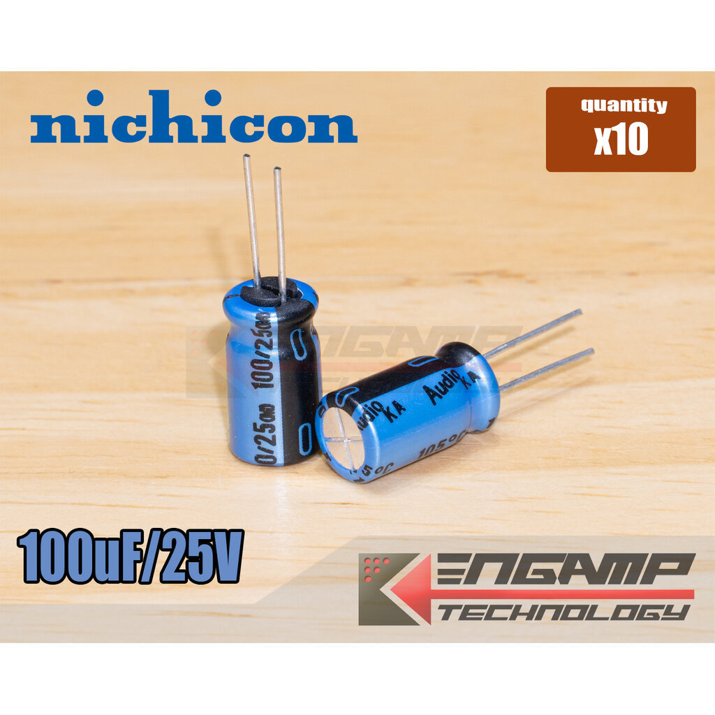 (10ตัว) [E-CAP] 100uF/25V 105ºC Nichicon Audio KT KA 6.3x12mm P=2mm